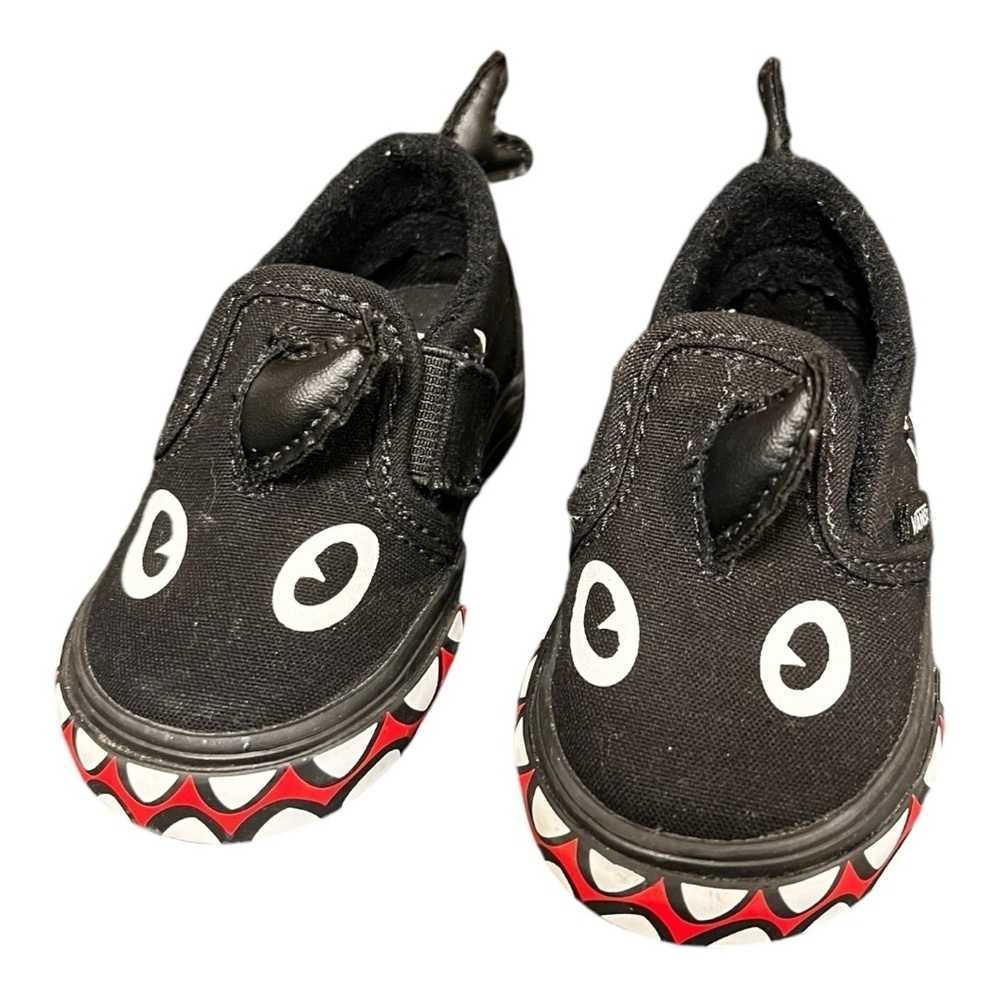 VANS Discovery shark week toddlers sz 3 slip on shoes black shark fin tail eyes